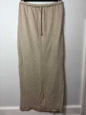 High Point New York Beige Maxi Skirt Knit Elastic Waist Minimalist Lounge